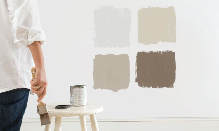 Painting samples helps you see the color “in real life.” via Benjamin Moore